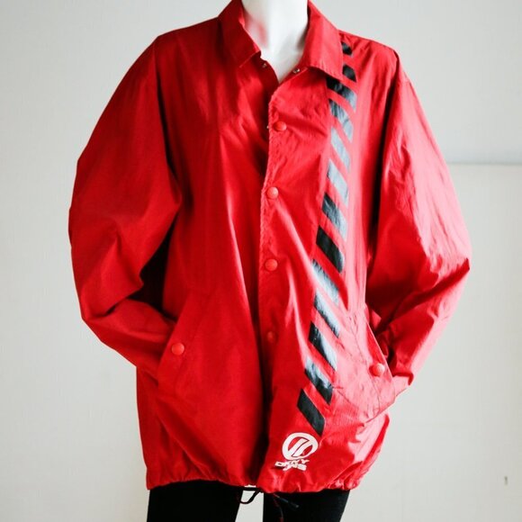 Vintage  90s DKNY Jeans Oversized Red Nylon Jacketb - Picture 1 of 13